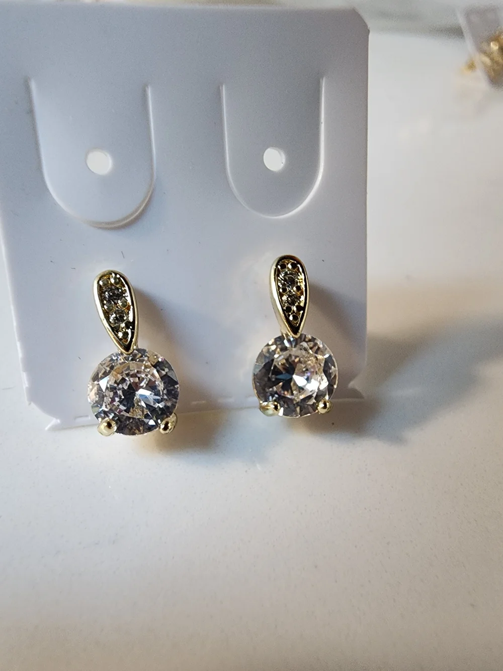 Classic Gold-Tone Clear Crystal Drop Earrings